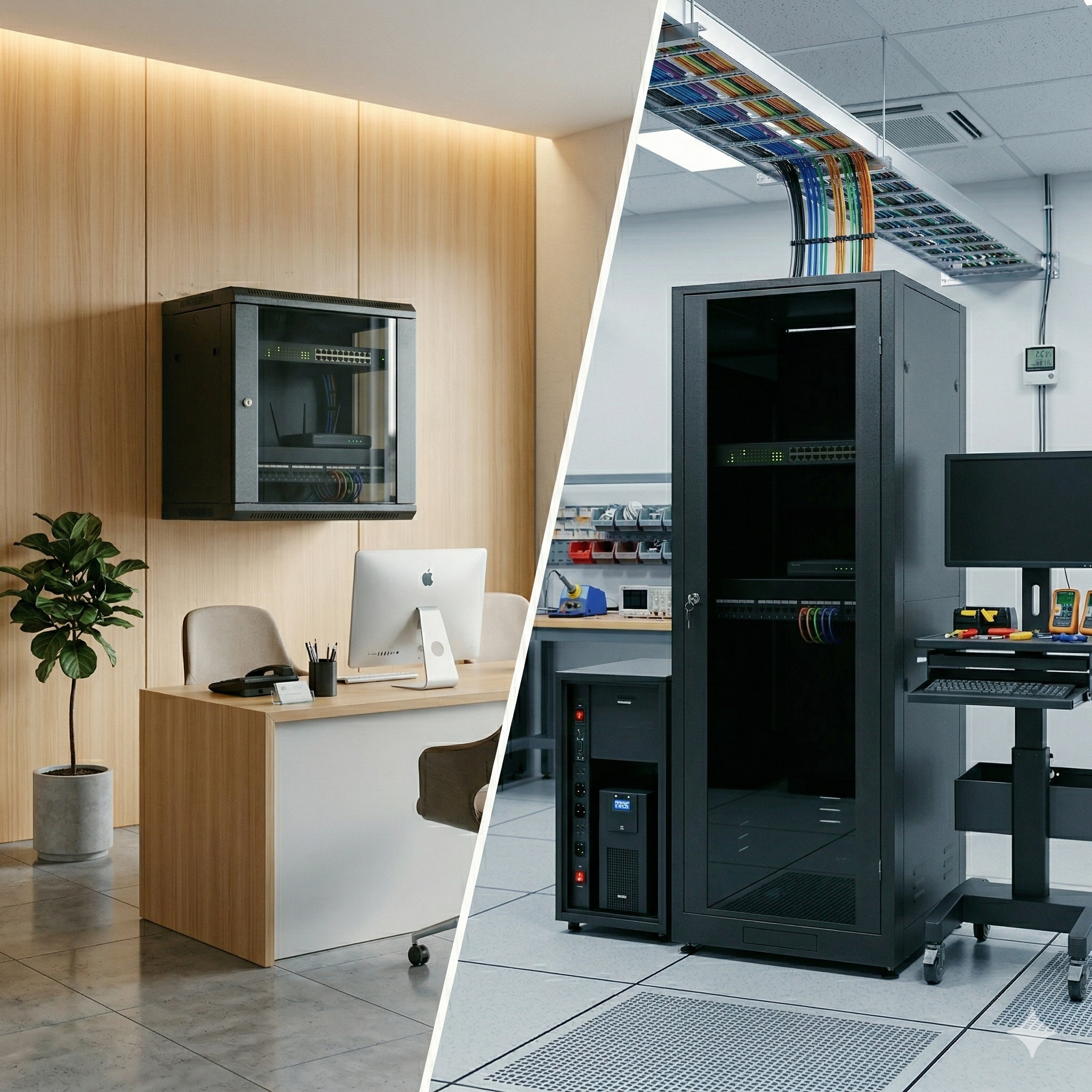 Mini rack de parede ou Rack de piso: qual escolher ?